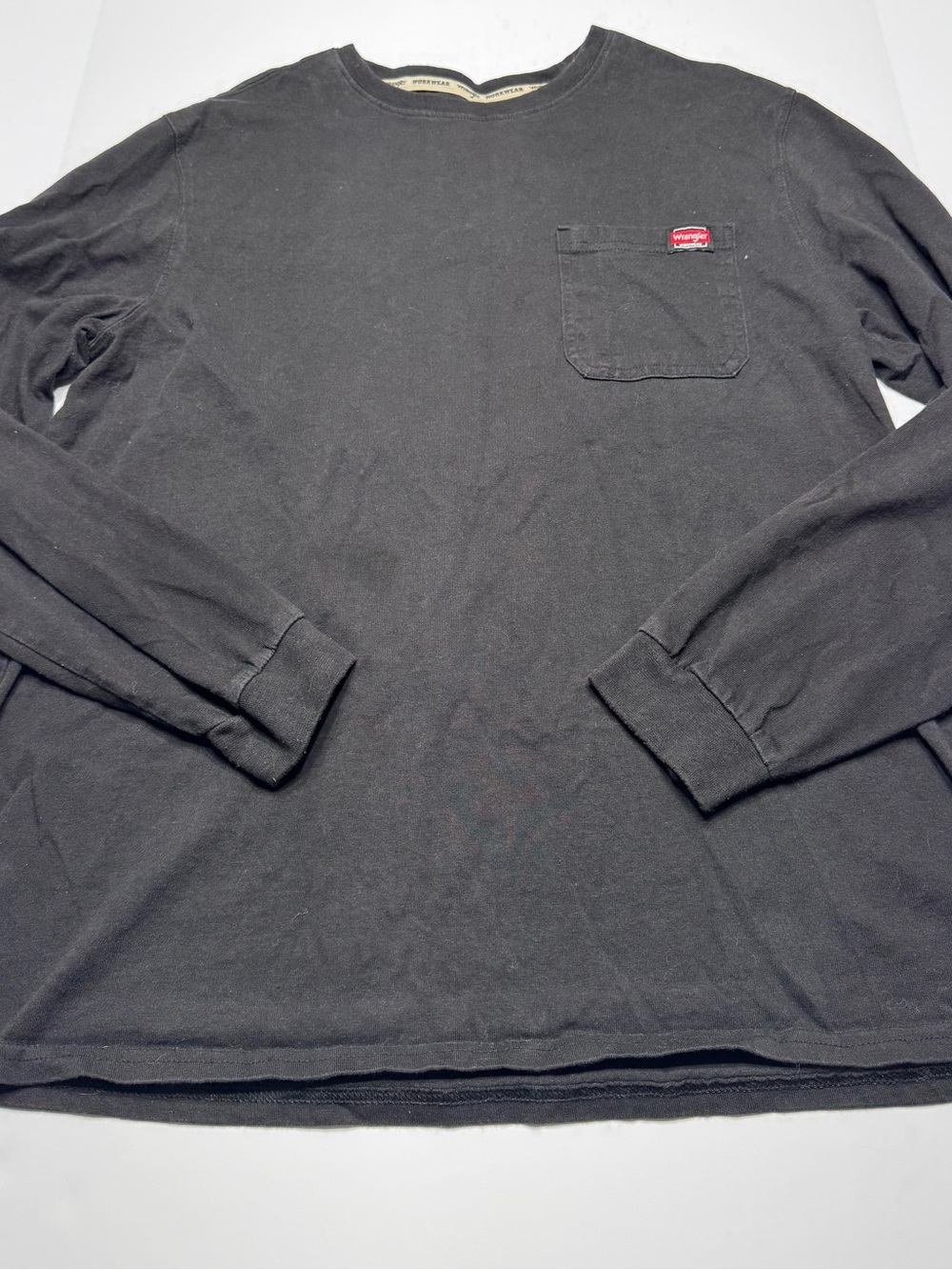Wrangler Black Long Sleeve Pocket Tee with Red Tab